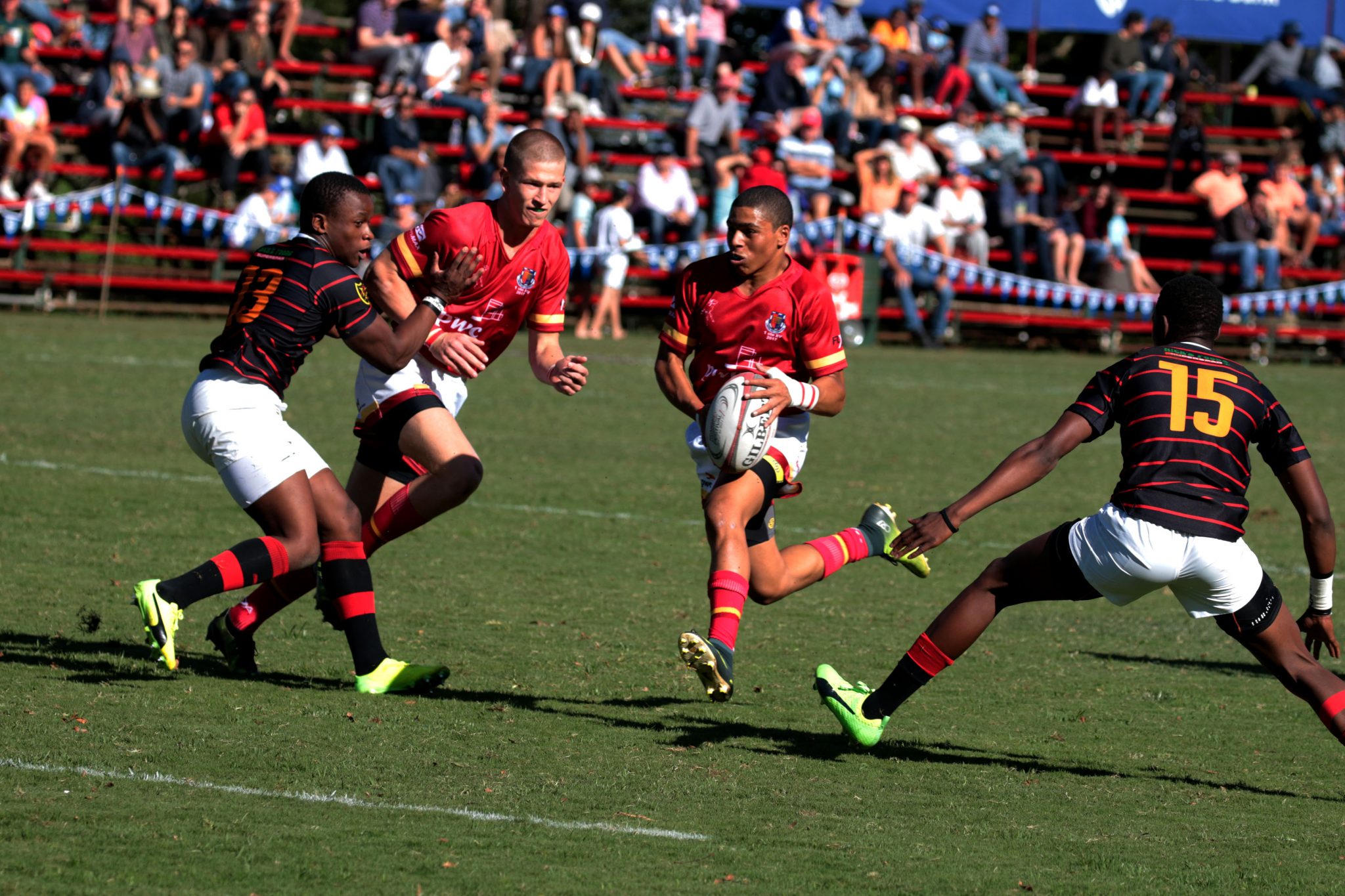Game 5 - Drostdy wing Adriaan Maans on his way to score a try